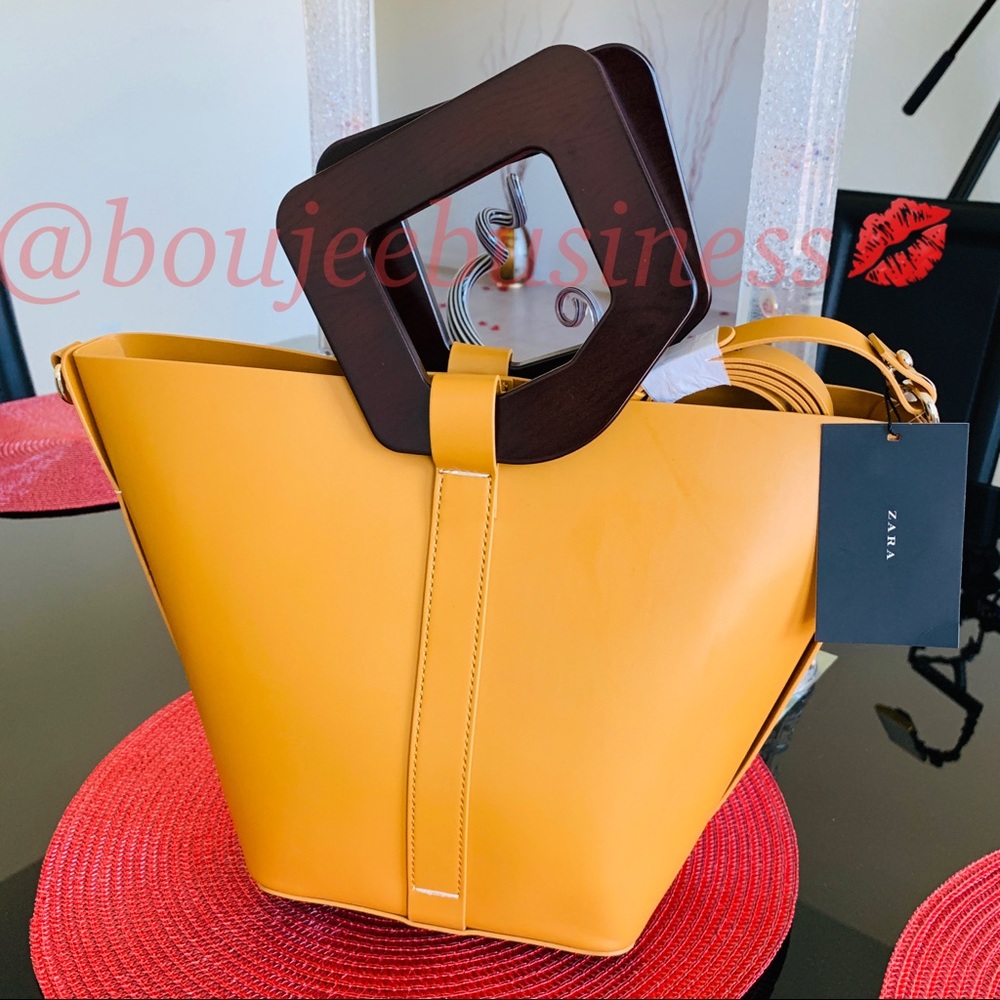 ZARA Wood Handle Shopper Bag - Picture 7 of 8